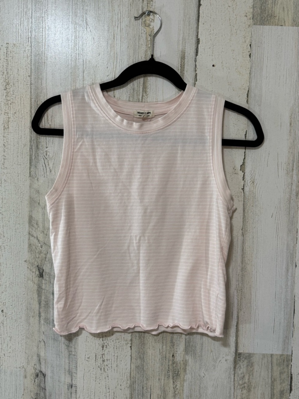 Heart Hips Light Pink Striped Crewneck Tank